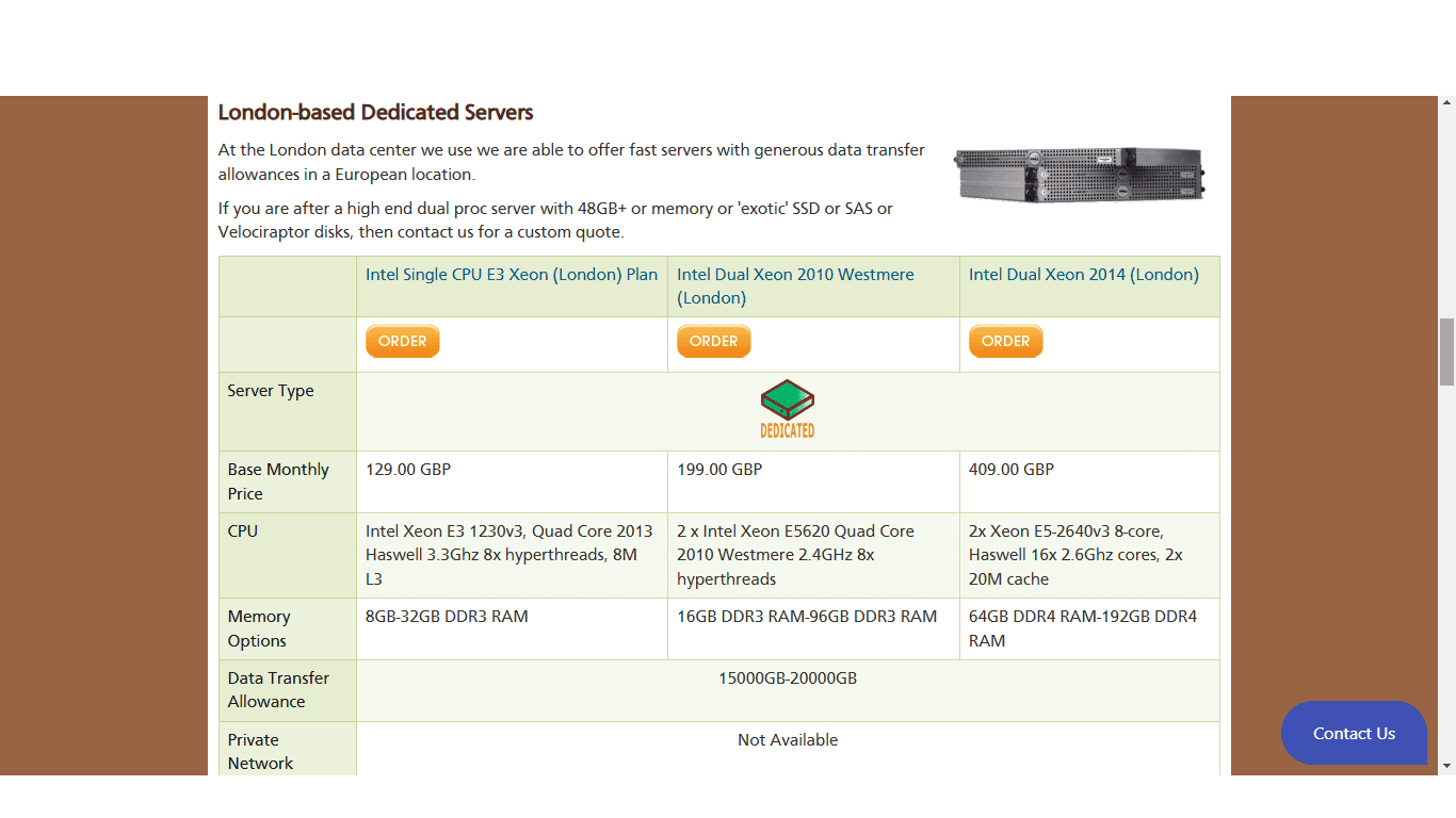 Dedicated servers are located in London